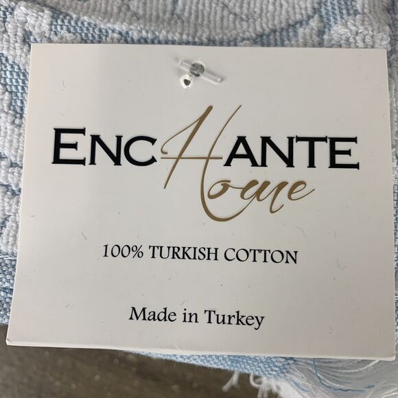 Enchante Home Fine Turkish Cotton 8-Pc. Laina White Turquoise Wash Cloth 12x12 - Picture 5 of 6